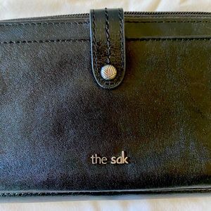 The Sak, black leather, cellphone wallet.